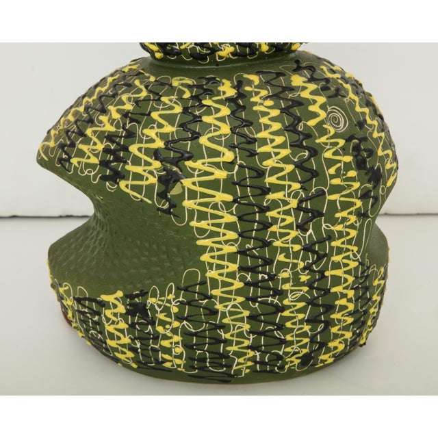 Midcentury Italian Green & Yellow Ceramic Table Lamp For Sale - Image 9 of 13