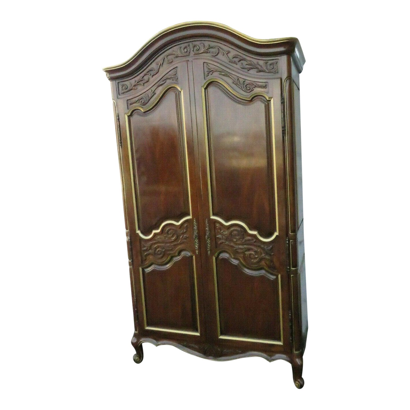 French Hand Carved Solid Cherry Armoire Wardrobe by White Furniture