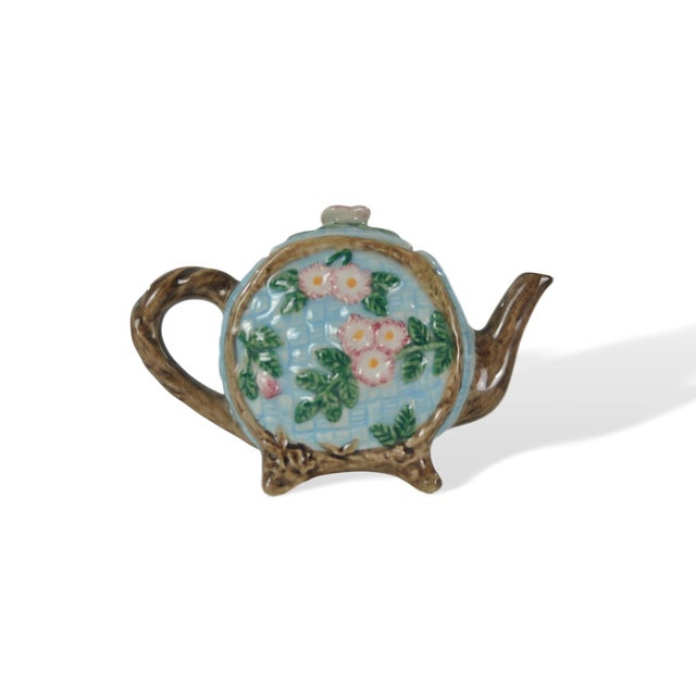 English Miniature Majolica Tea Pot, Circa 1920 For Sale - Image 3 of 6