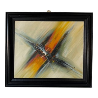 Vintage Roy Pierce Abstract Expressionist Oil on Canvas Painting – Framed For Sale