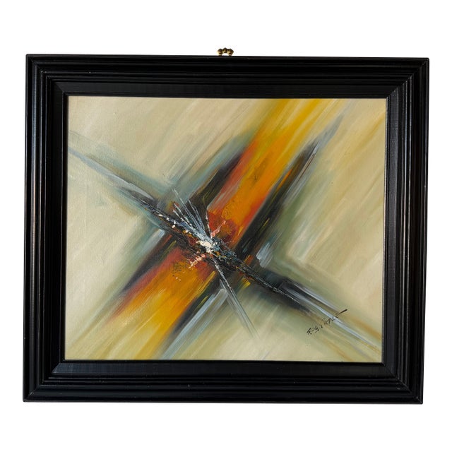 Vintage Roy Pierce Abstract Expressionist Oil on Canvas Painting – Framed For Sale