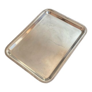 Vintage Silverplated Gallery Cocktail Serving Platter Tray For Sale