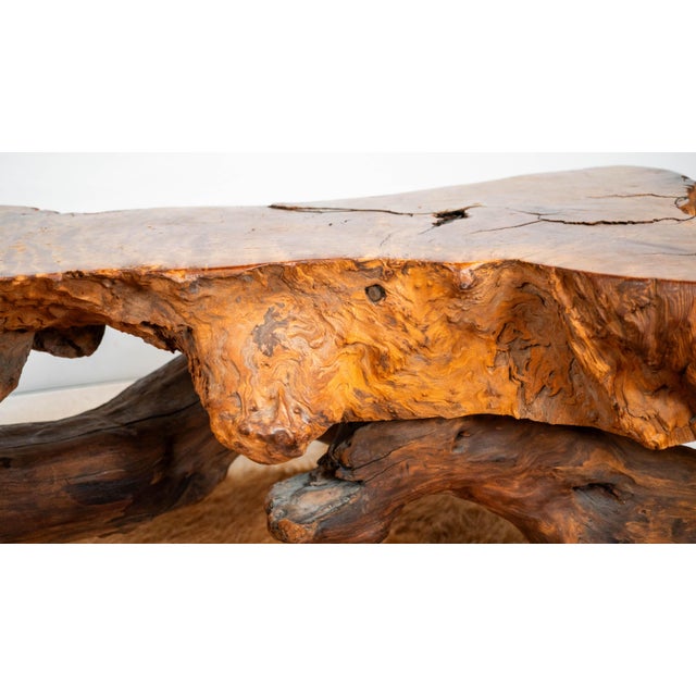 Vintage American Primitive Burlwood Live Edge Coffee Table For Sale - Image 10 of 18