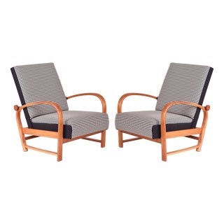 Art Deco Armchairs in Walnut attributed to Thonet, Germany, 1930s, Set of 2 For Sale