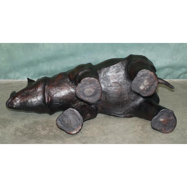 Large Antique Leather Rhino Ottoman by Dimitri Omersa for Libertys of London, 1925 For Sale - Image 17 of 18