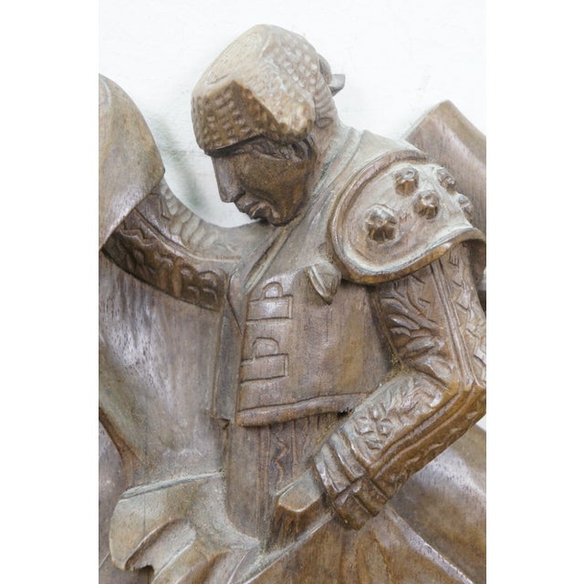 Mid 20th Century Mexican Spanish Carved Mahogany Matador Bull Fighter Relief Wall Plaque 20" For Sale - Image 4 of 8