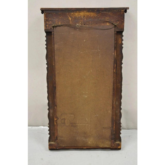 Antique American Empire Walnut Leaf Carved Wall Console Pier Mirror For Sale - Image 10 of 12