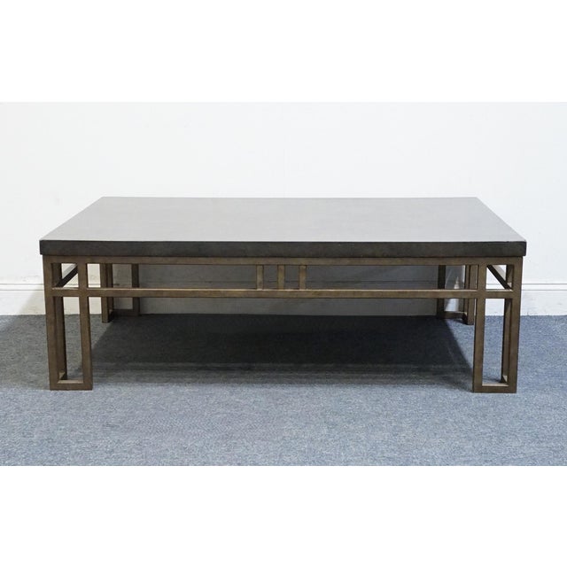 Metal Lexington Furniture Cypress Point Tommy Bahama Monterea Travertine 56" Accent Coffee Table 561-943 For Sale - Image 7 of 9