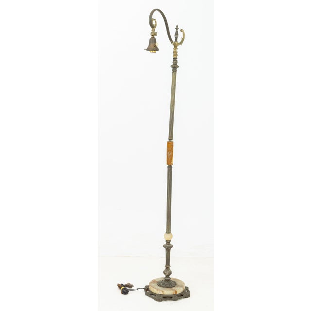 Art Deco Brass and Onyx Floor Lamp For Sale In New York - Image 6 of 7