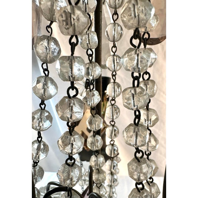 Transparent 1930s French 3 Light Crystal Girondles, a Pair, Original Colored Crystals For Sale - Image 8 of 10