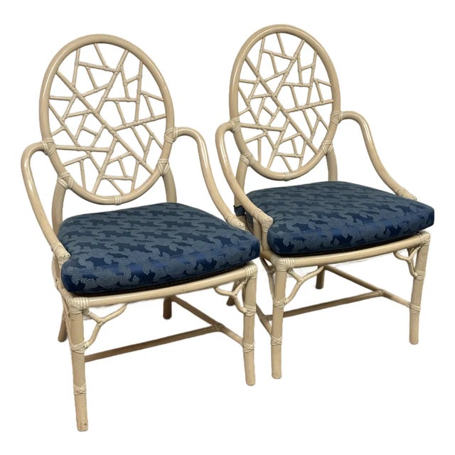 Elinor McGuire for McGuire Furniture Crackled Ice Dining Chairs, Pair For Sale