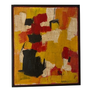 1960s Modern American Abstract Oil on Canvas Signed Framed For Sale