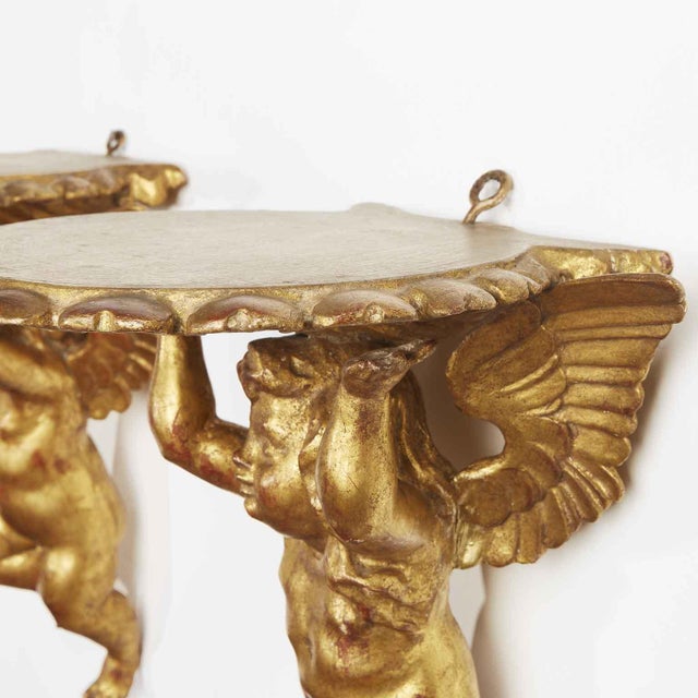 Gilded Shelves with Putti, 1800s, Set of 2 For Sale - Image 4 of 5