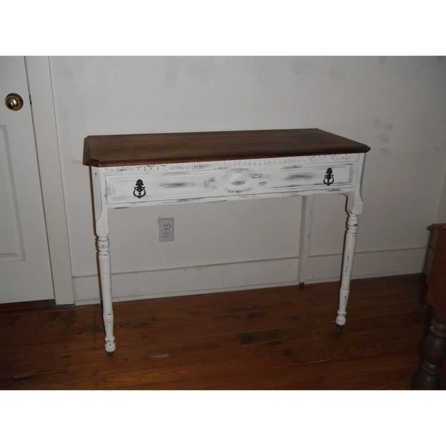 Early 20th Century Gibbard Walnut Writing Desk, Painted Cream An elegant English-style walnut writing desk by Gibbard,...