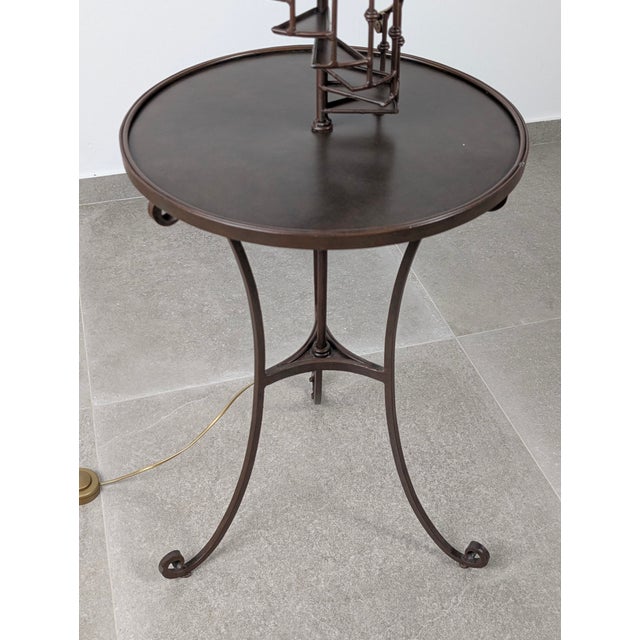 Mid-Century French Iron and Brass Floor Lamp with Spiral Staircase, 1950s For Sale - Image 17 of 18