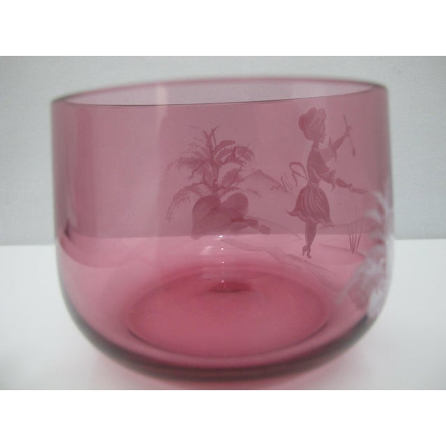 Mary Gregory Czech Red Glass Enamel Figural Painted Creamer Pitcher & Sugar Bowl For Sale - Image 14 of 16