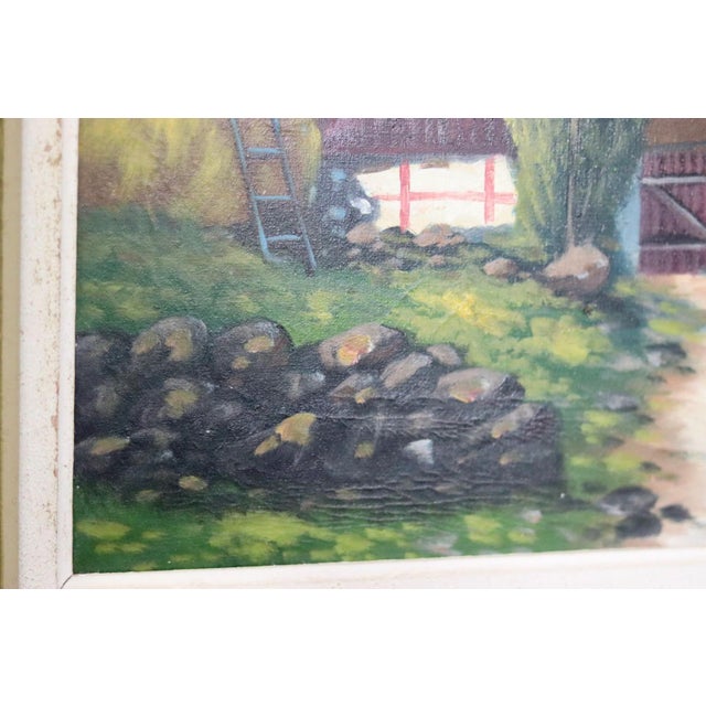 Mid-Century Modern E Johansson, Large Landscape with Farmhouse, 1960s, Oil on Canvas, Framed For Sale - Image 3 of 11