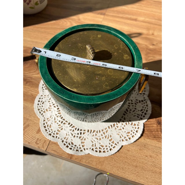 Up for consideration is a beautiful vintage malachite inspired goat skin champagne bucket with brass top. This would look...