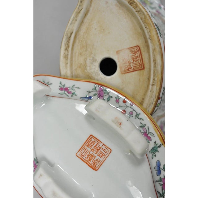 Vintage Chinese Export Porcelain Bird Painted Cachepot Flower Pot Vase For Sale - Image 15 of 16