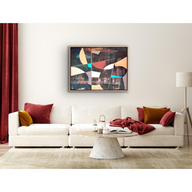 Wood Modern Abstract Original Framed Painting by Pamela Harmon For Sale - Image 7 of 12