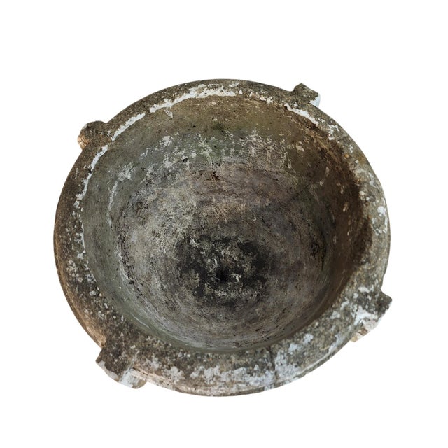 VTG 1940s Mid-Century Concrete Planter Urn 14" Greek Key Grape Weathered Patina For Sale In Washington DC - Image 6 of 10