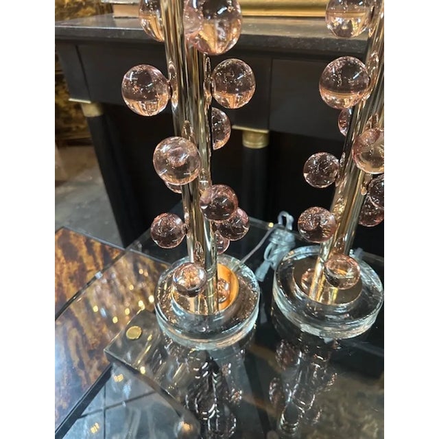 2000 - 2009 Murano Pink Ball Lamps For Sale - Image 5 of 5