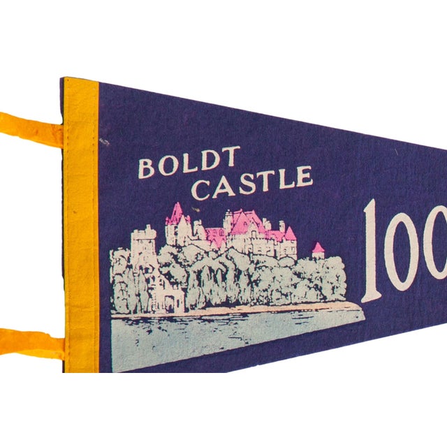 Vintage Boldt Castle 1000 Islands felt flag pennant circa 1960. A mid-century souvenir from Thousand Islands located in...