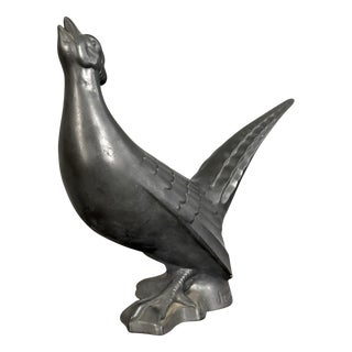 Art Deco Black Lacquered Ceramic Bird by Jean For Sale