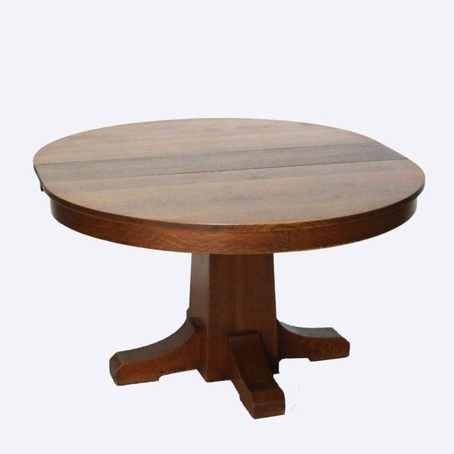 Arts & Crafts Antique L. J. & G. Stickley Oak Dining Table With Three Leaves Signed C1910 For Sale - Image 3 of 17