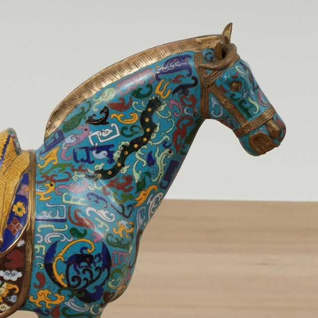Pair of Vintage Chinese Cloisonne Horses For Sale - Image 13 of 18