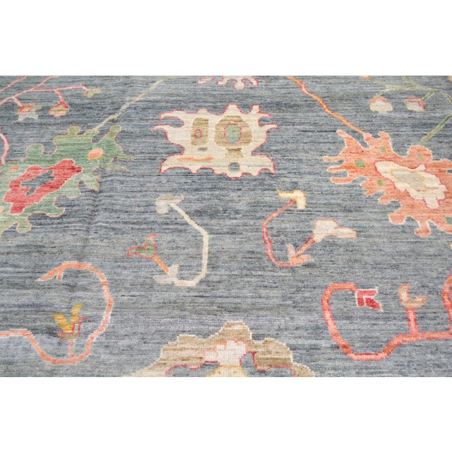 Turkish Oushak Hand Knotted Wool Rug, 9'x12'2" For Sale - Image 4 of 5