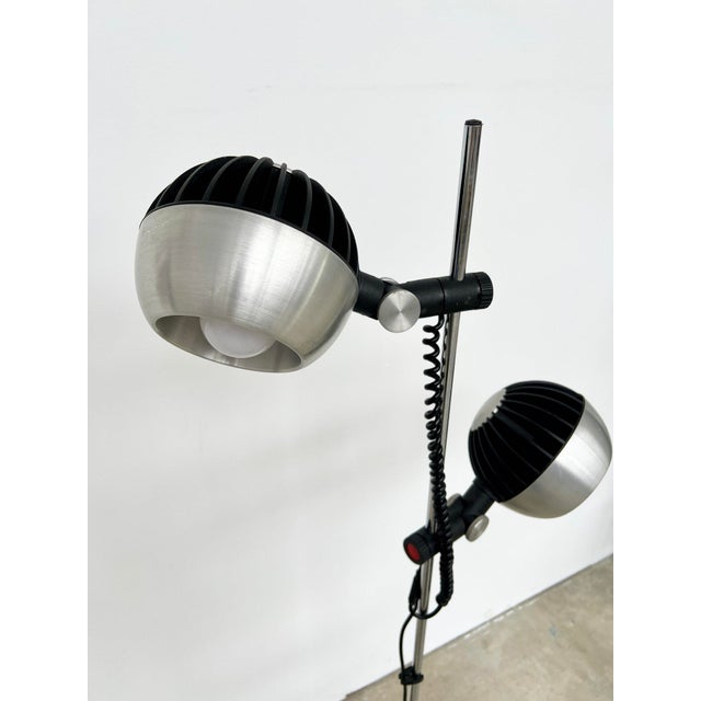 Black 2-Spot Floor Lamp in Brushed Steel and Matte Black from Fase, 1970s For Sale - Image 8 of 12