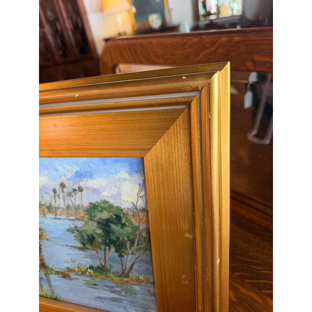 Framed, Signed Oil on Board Painting of Florida Landscape For Sale - Image 9 of 11