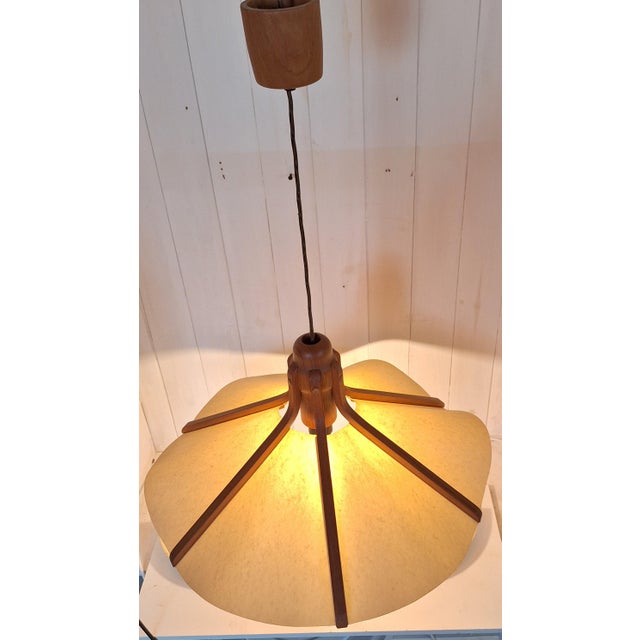 1970s Vintage Pendant Lamp in Teak, 1970s For Sale - Image 5 of 8