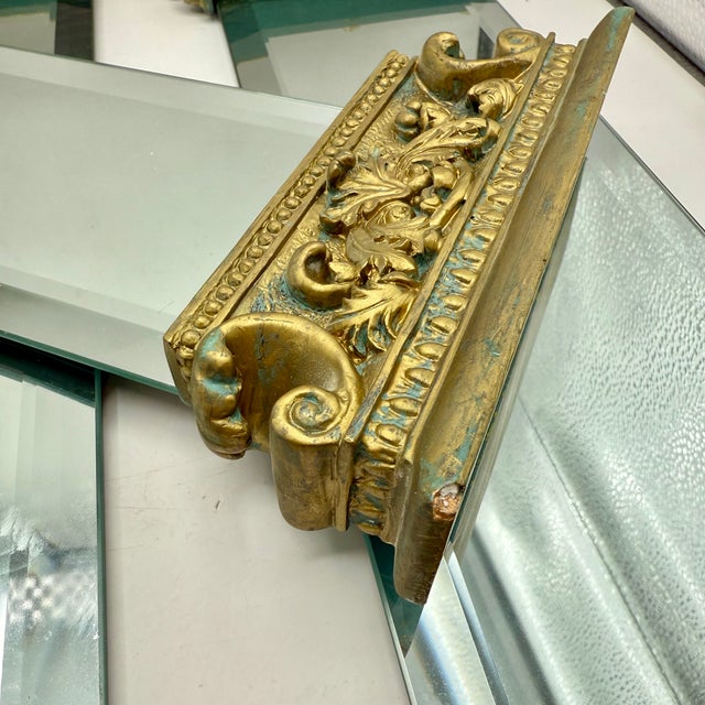 Glass Vintage Architectural Column Wall Mirrors Set of 3 Gold Gilt Beveled Hollywood Regency For Sale - Image 7 of 15