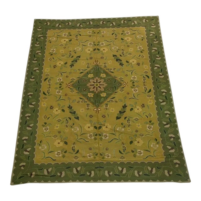 1920 Floral Yellow Needlepoint Rug For Sale