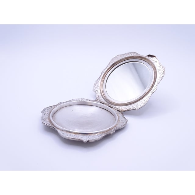 Metal Art Nouveau Powder with Mirror and Silver Plate, France, 1890s For Sale - Image 7 of 18