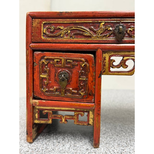 Red Antique Chinese Red Altar Table Box For Sale - Image 8 of 12