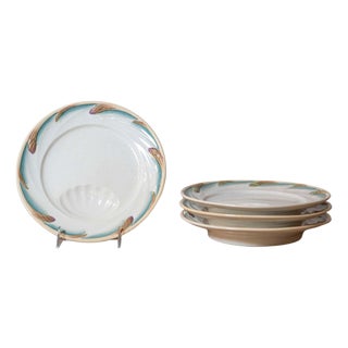 French Late 19th Century Sarreguemines Asparagus Plates with Shell Shaped Hole For Sale
