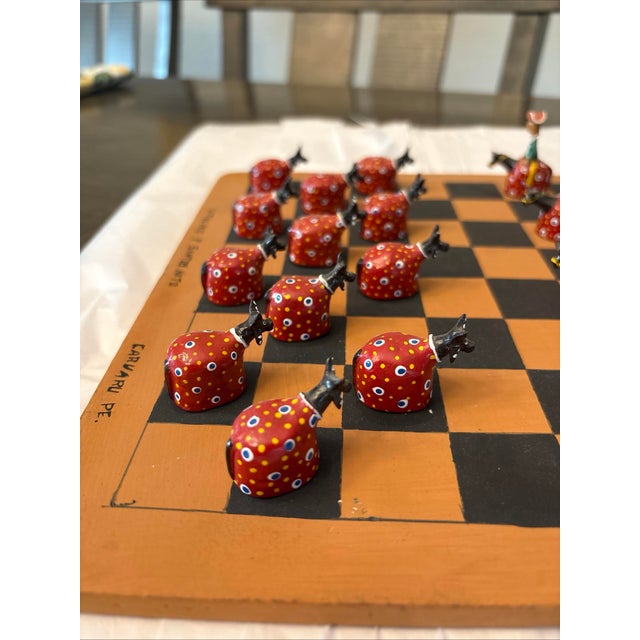 Up for sale is a stunning, 100% authentic handmade ceramic checker set crafted by the renowned Brazilian folk artist...