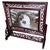 Chinese Silk Table Screen with Intricately Carved Stand For Sale - Image 9 of 9