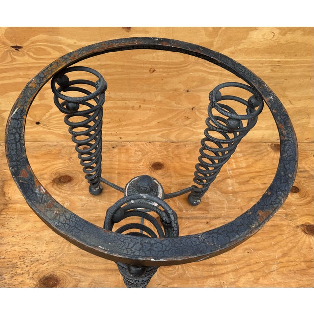 Late 20th Century Late 20th Century Most Unusual Large Iron With Aluminum Feet Designer Spiral Leg Side Tables For Sale - Image 5 of 11