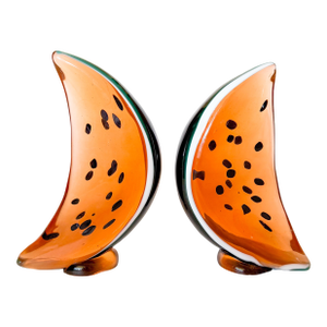 Vintage Watermelon Art Glass Bookends- a Pair