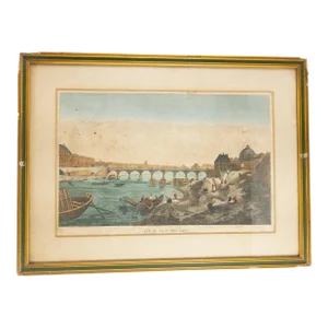 18th or 19th Century French Hand Colored Engraving Print of Paris