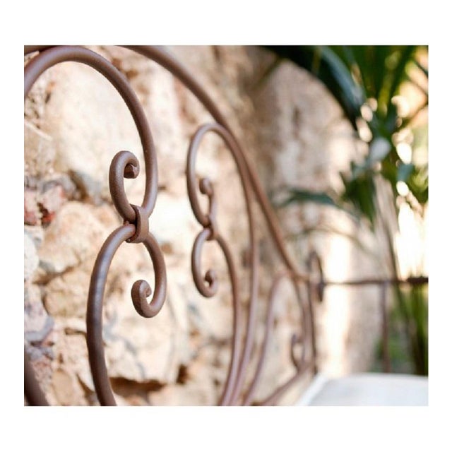 New Black Wrought Iron Bench With Arms and Back For Sale - Image 4 of 10