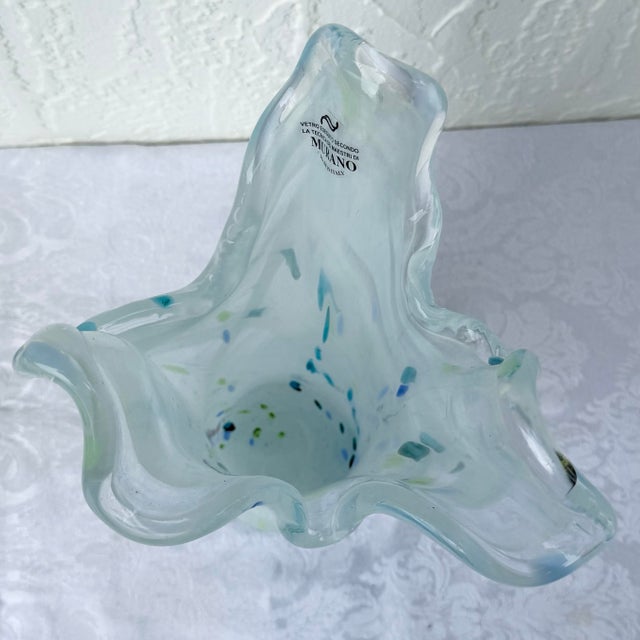 Italian Hand-Blown Art Glass Vase Made in the Murano Tradition For Sale In West Palm - Image 6 of 6