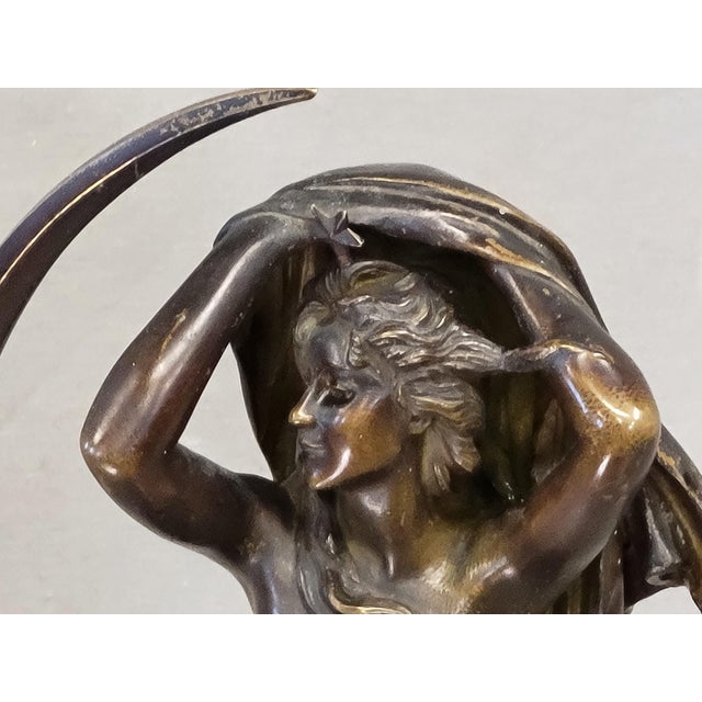 Antique French Art Nouveau Bronze Sculpture of a Woman Signed H. Levasseur (Rl) For Sale - Image 10 of 12
