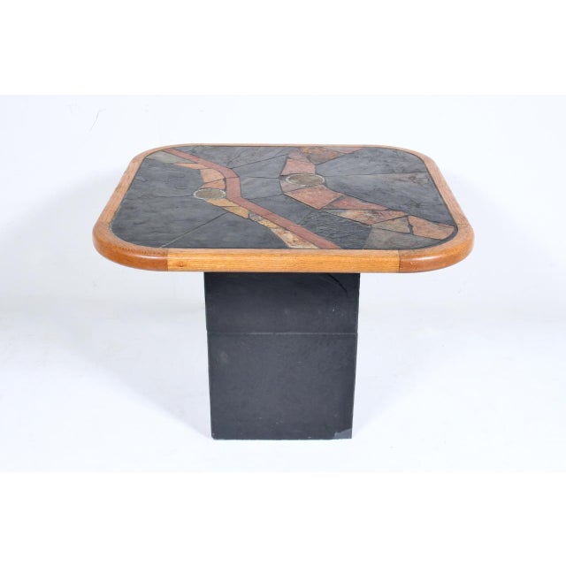 Wood V. Ramburrem African Slate, Brass & Wood Occasional Table, 1980's For Sale - Image 7 of 18