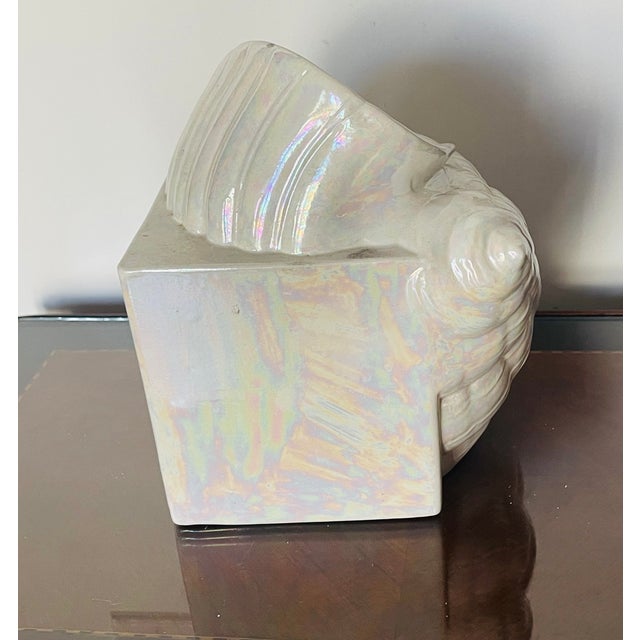 1960s Ceramic Coastal Sea Shell Tissue Cover Box For Sale - Image 5 of 5