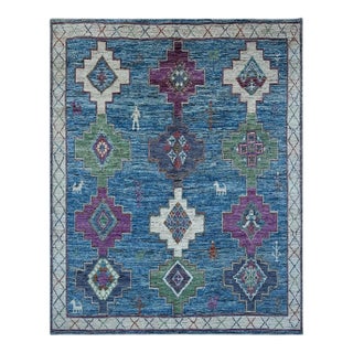 Blue Moroccan Style Tribal Rug 8x9 For Sale